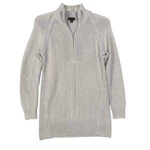 Carlisle Collection Womens Gray Cotton‎ Cashmere Quarter Zip Sweater Small